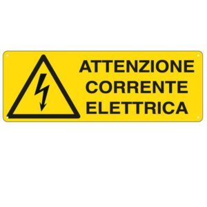 Cartello segnalatore –  35×12,5 cm ATTENZIONE CORRENTE ELETTRICA – alluminio – Cartelli Segnalatori