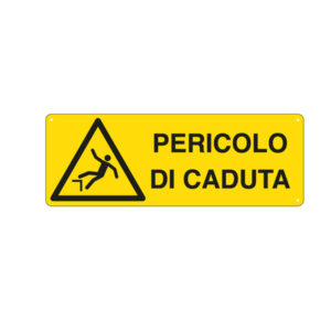 Cartello segnalatore – 35×12,5 cm – PERICOLO DI CADUTA – alluminio – Cartelli Segnalatori