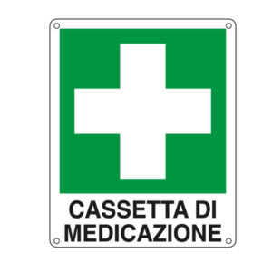Cartello segnalatore – 16×21 cm – CASSETTA DI MEDICAZIONE – alluminio – Cartelli Segnalatori