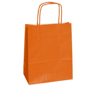 Shoppers in carta – maniglie cordino – arancio – 18 x 8 x 24cm – conf. 25 shoppers