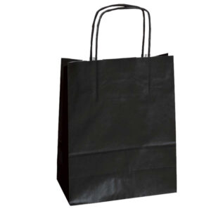 Shopper in carta – maniglie cordino – nero – 18 x 8 x 24cm – conf. 25 shoppers