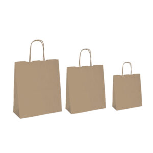 Shopper in carta – maniglie cordino – 54 x 14 x 45cm – avana – conf. 10 sacchetti