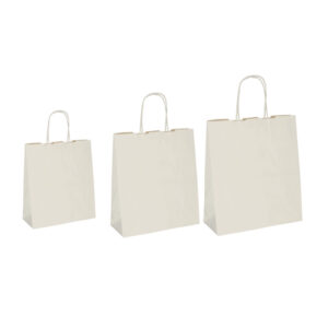 Shopper in carta – maniglie cordino – 45 x 15 x 50cm – sabbia – conf. 25 sacchetti