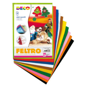 Feltro colorato – 21 x 30 cm – colori assortiti – Deco – conf.10 fogli