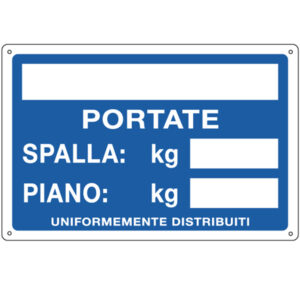 Cartello segnalatore – 30×20 cm – PORTATE: SPALLA/PIANO – alluminio – Cartelli Segnalatori