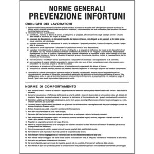 Cartello segnalatore – 50×67 cm – NORME GENERALI PREVENZIONE INFORTUNI – polionda – Cartelli Segnalatori