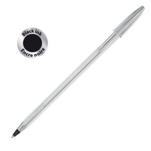 Penna a sfera Cristal Shine con capppuccio – punta media 1,0 mm – nero – fusto silver  – Bic – conf. 20 pezzi