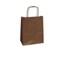 Shopper in carta – maniglie cordino – marrone – 18  x 8 x 24 cm – conf. 25 shoppers