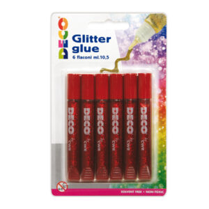 Blister colla glitter – 10,5 ml – rosso – Deco – conf. 6 pezzi