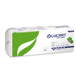 Carta igienica Eco – 200 strappi –  2 veli – 16,5 gr – diametro 11 cm – 9,8 cm x 24 mt – Lucart – pacco 10 rotoli