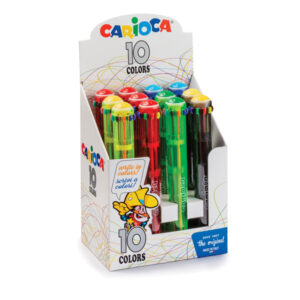 Display 12 penne a sfera automatica – 10 colori colori fluo assortiti – Carioca