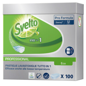 Tabs Eco 3in1 per lavastoviglie – Svelto – fustino da 100 tabs da 20 gr