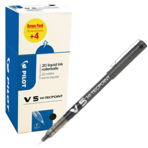 Roller Hi Tecpoint V5 con cappuccio – punta 0,5mm – nero – Pilot – conf. 16 + 4 pezzi