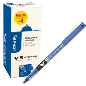 Roller Hi Tecpoint V5 con cappuccio – punta 0,5mm – blu  – Pilot – conf. 16 + 4 pezzi