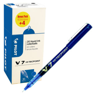 Roller con cappuccio Hi Tecpoint V7 – punta 0,7mm – blu  – Pilot – conf. 16 + 4 pezzi