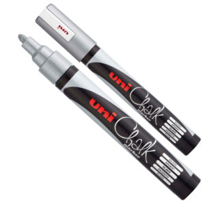 Marcatore a gesso liquido Uni Chalk Marker – punta tonda da 1,80-2,50mm – argento – Uni Mitsubishi