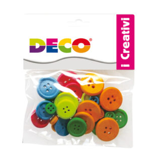 Bottoni – in legno – colori neon – Deco – conf. 30 pezzi