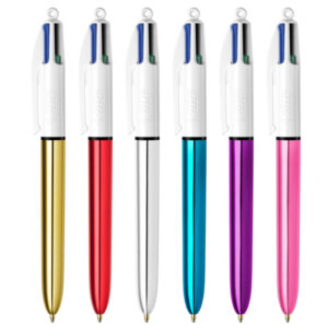 Penna sfera scatto multifunzione 4 Colours Shine – punta 1,0 mm – fusto colori assortiti – Bic – scatola 12 pezzi