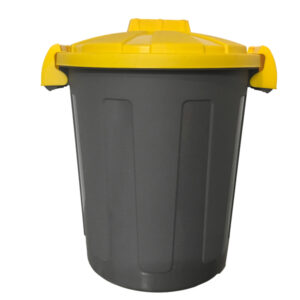 Contenitore portarifiuti Dusty – diametro 36 cm – altezza 45 cm – 25 L – coperchio giallo – Mobil Plastic