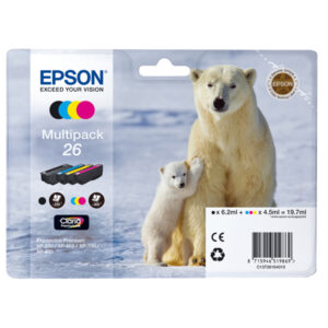 Epson – Multipack Cartuccia ink – 26 – C/M/Y/K – C13T26164010 – C/M/Y 4,5ml cad – K 6,2ml