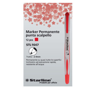 Marcatore permanente Starline – punta a scalpello da 2,00-4,00mm – rosso – Starline