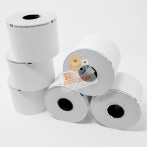 Rotolo per bilancia – carta termica adesiva BPA free FSC – 57 mm x 38 mt – diametro esterno 82 mm – 55 gr – anima 25 mm – Rotomar