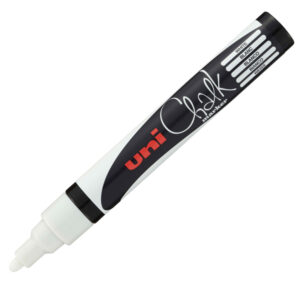 Marcatore a gesso liquido Uni Chalk Marker – punta tonda da 1,80 – 2,50 mm – bianco – Uni Mitsubishi