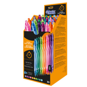 Penna gel scatto Geolocity Quick Dry – punta 0,7 mm – 10 colori assortiti – Bic – box 30 pezzi