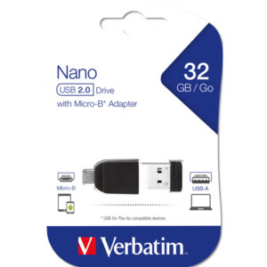 Memoria usb2.0 32gb store ‘n’ stay nano + otg micro usb adapter
