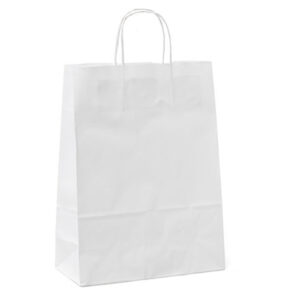 Shoppers in carta – maniglie in cordino – 54 x 14 x 45 cm – bianco neutro – Mainetti Bags – conf. 10 pezzi