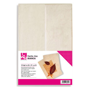 Carta riso – 50 x 70 cm – 25 g –  bianco – CWR – conf. 10 fogli