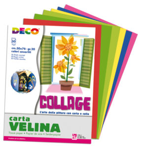 Carta velina – 50 x 76 cm – 10 colori assortiti – Deco – busta 50 fogli