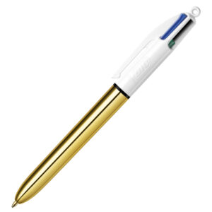 Penna sfera scatto multifunzione 4 Colors Shine – punta 1,0 mm – fusto oro – Bic – conf. 12 pezzi
