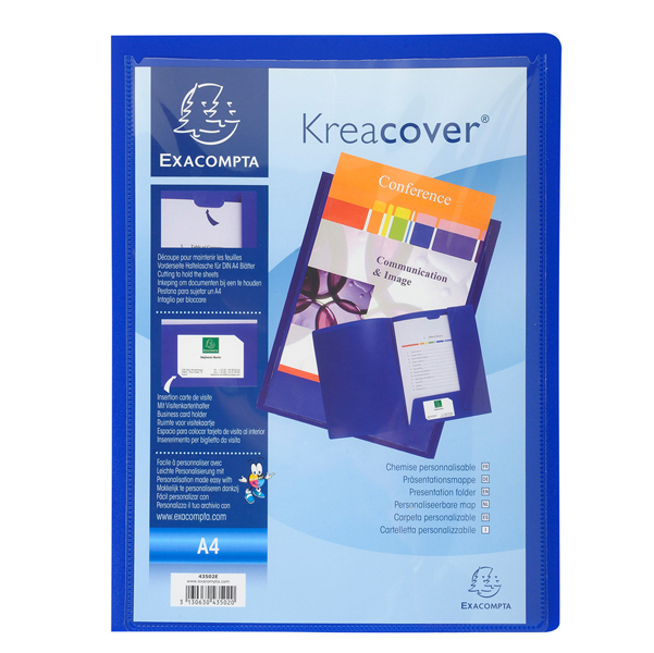 Cartella di presentazione Kreacover – in PP – 2 alette – blu – A4 – Exacompta