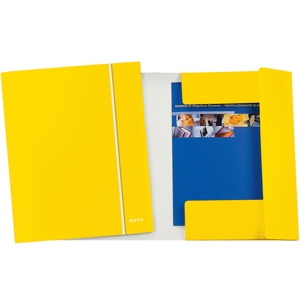Cartella con elastico WOW – cartoncino plastificato – 3 lembi – 25x35cm – giallo – Leitz