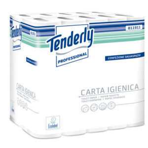 Carta igienica salvaspazio Tenderly – 160 strappi – diametro 9,9 cm – 9,3 cm x 20 mt – Tenderly Professional – pacco 30 rotoli