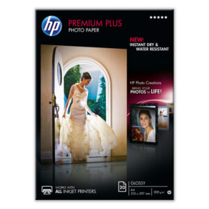 Hp – Confezione da 20 Fogli Carta fotografica Hp Premium Plus lucida – A4 – 210 x 297 mm – CR672A