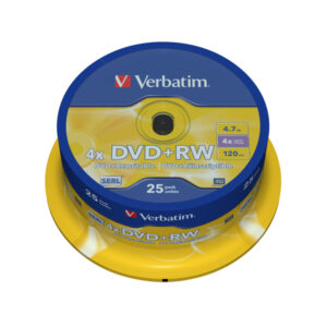 Verbatim – Scatola 25 DVD+RW – serigrafato Spindle – 43489 – 4,7GB