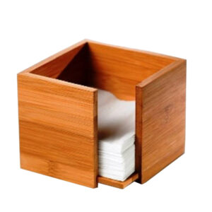 Portatovaglioli – in bamboo – 19 x 19 x 10 cm – colore naturale – Leone