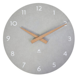 Orologio da parete HorMilena – D 30 cm – grigio chiaro / legno – Alba