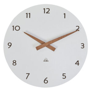 Orologio da parete HorMilena – D 30 cm – bianco / legno – Alba