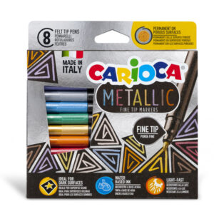 Pennarelli Metallic – punta fine – colori assortiti – Carioca – scatola 8 pezzi