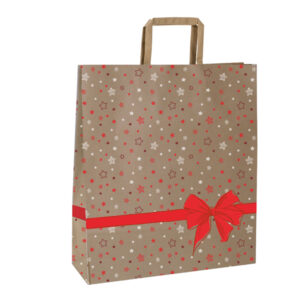 Shoppers – con maniglia piattina – carta – 26 x 11 x 34,5 cm – fantasia stellata – rosso – Mainetti Bags –  conf. 25 pezzi