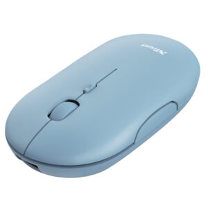 Mouse Puck – ultrasottile – wireless – ricaricabile – azzurro – Trust