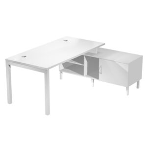 Scrivania AgorA’ – con mobile di servizio portante – 145 x 140 x L72,5 cm – bianco – Artexport