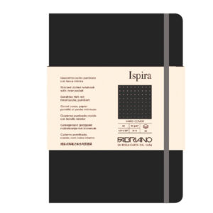 Taccuino Ispira – con elastico – copertina rigida – A5 – 96 fogli – puntinato – nero – Fabriano