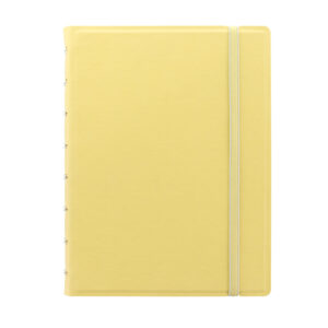 Notebook – con elastico – copertina similpelle – A5 – 56 pagine – a righe – giallo limone – Filofax