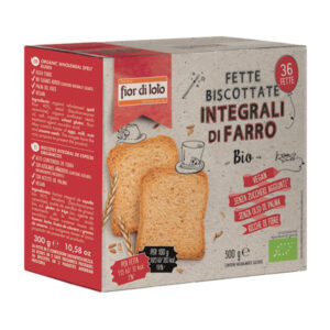 Fette biscottate integrali al farro – 300 gr – Fior di Loto – conf. 36 pezzi