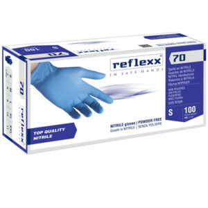 Guanti in nitrile R70 – senza polvere – tg S – Reflexx – conf. 100 pezzi