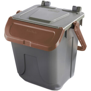 Contenitore portarifiuti Ecology – con sportello e maniglione – 25 L – grigio/bruno – Mobil Plastic